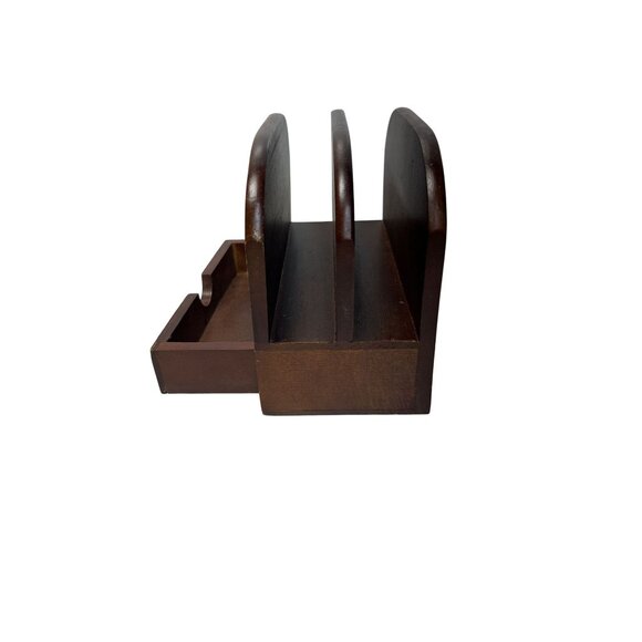 VTG PBHA Dark Wood Letter Sorter With Drawer Desk Organizer MCM - Picture 4 of 10